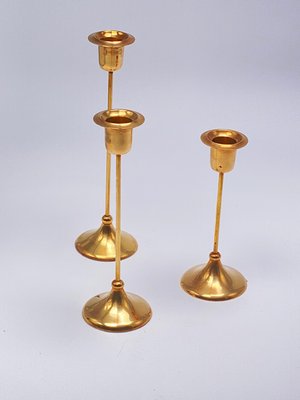 Candlesticks in Brass, Sweden, 1960s, Set of 3-UR-1096059