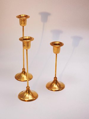 Candlesticks in Brass, Sweden, 1960s, Set of 3-UR-1096059