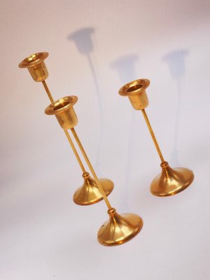 Candlesticks in Brass, Sweden, 1960s, Set of 3-UR-1096059