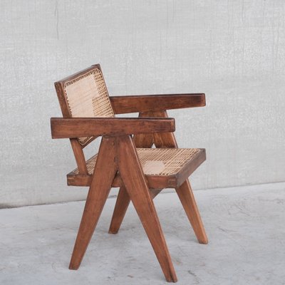 Cane and Teak Office Chair by Pierre Jeanneret-JRP-1137398