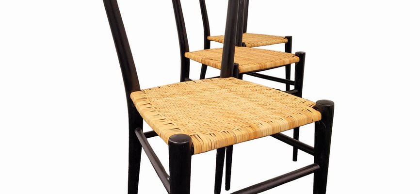 Cane Chairs in the style of Gio Ponti, Set of 3-LDW-1813625