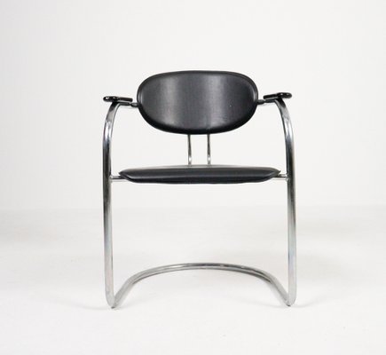 Cantilever Chairs in Leatherette and Black Wood from Effezeta, Italy, 1980s, Set of 5-HJY-1716398