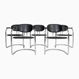 Cantilever Chairs in Leatherette and Black Wood from Effezeta, Italy, 1980s, Set of 5-HJY-1716398