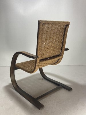 Cantilever Wicker Cord Chair, 1930s-BHG-1818771