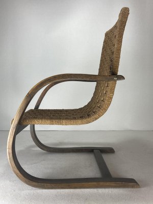 Cantilever Wicker Cord Chair, 1930s-BHG-1818771