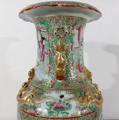 Canton Porcelain Vase on Wooden Base, China-RVK-1170534