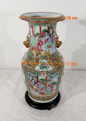 Canton Porcelain Vase on Wooden Base, China-RVK-1170534