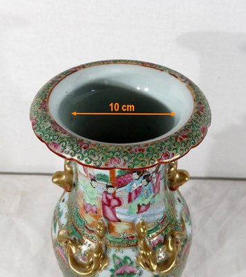 Canton Porcelain Vase on Wooden Base, China-RVK-1170534