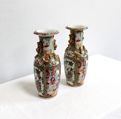 Canton Porcelain Vases, China, Late 19th Century, Set of 2-RVK-984279