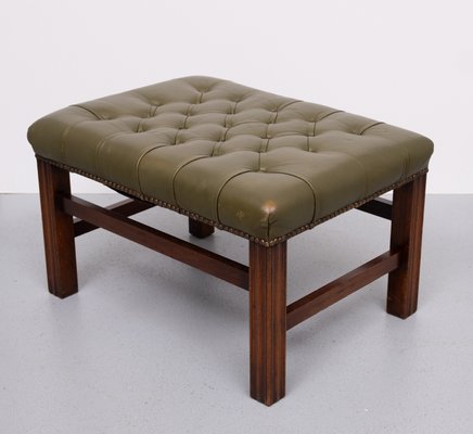 Capped Green Leather Chesterfield Foot Stool, England, 1960zs-GCG-2024642