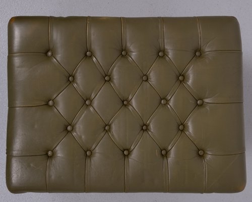 Capped Green Leather Chesterfield Foot Stool, England, 1960zs-GCG-2024642