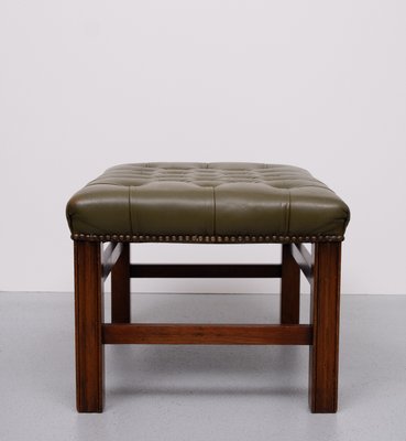 Capped Green Leather Chesterfield Foot Stool, England, 1960zs-GCG-2024642