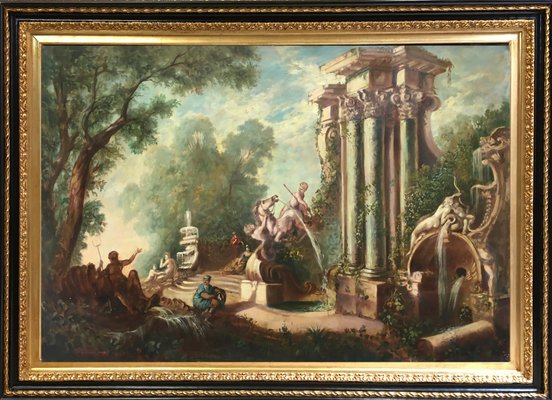 Capricci Landscape, Roman School, Italy, Oil on Canvas, Framed-YUW-1299435