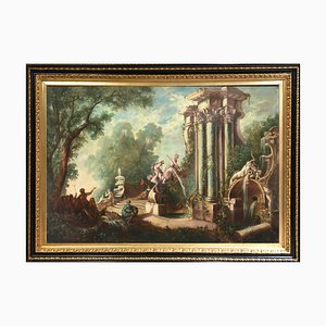 Capricci Landscape, Roman School, Italy, Oil on Canvas, Framed-YUW-1299435