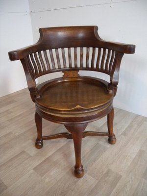 Captain's Swivel Desk Chair in Oak, England, 1900s-FEO-1781296