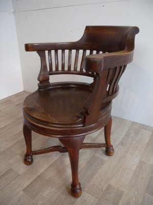 Captain's Swivel Desk Chair in Oak, England, 1900s-FEO-1781296