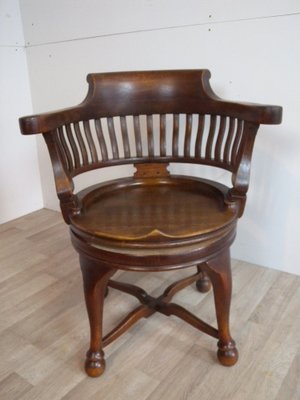 Captain's Swivel Desk Chair in Oak, England, 1900s-FEO-1781296