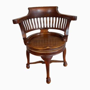 Captain's Swivel Desk Chair in Oak, England, 1900s-FEO-1781296