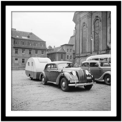 Car, Trailer at Heiligeistkriche Church Heidelberg, Germany 1938, Printed 2021-DYV-990667