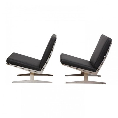 Caravelle Lounge Chairs in Black Leather by Paul Leidersdorff, 1960s, Set of 2-MTD-1400617