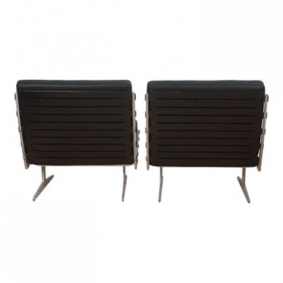 Caravelle Lounge Chairs in Black Leather by Paul Leidersdorff, 1960s, Set of 2-MTD-1400617