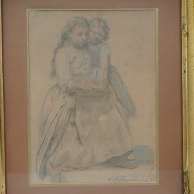 Carl Frederik Aargaard, Figures, 1849, Pastel & Pencil on Paper-RST-1371906