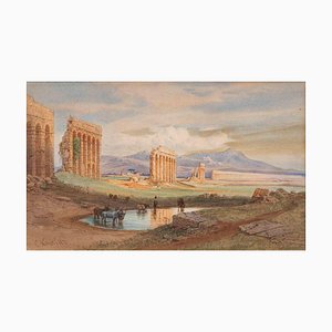 Carl Friedrich Heinrich Werner, Ruins of the Ancient Aqueduct, 1872, Watercolor & Pencil on Paper-ZCI-1379561