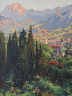 Carles Hadó, The Church of Soller Mallorca, 1995, Oil on Canvas, Framed-AOI-1360115