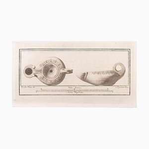 Carlo Pignatari, Oil Lamp with Decoration, Etching, 18th Century-ZCI-1760593