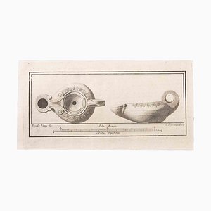 Carlo Pignatari, Oil Lamp with Decoration, Etching, 18th Century-ZCI-1760803