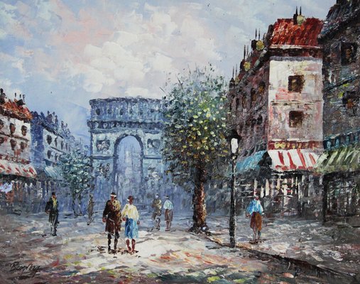 Caroline Burnett, Arc De Triomphe Street Scene, 1930s, Oil on Canvas-ZYI-1350548