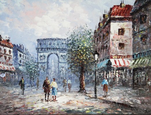 Caroline Burnett, Arc De Triomphe Street Scene, 1930s, Oil on Canvas-ZYI-1350548