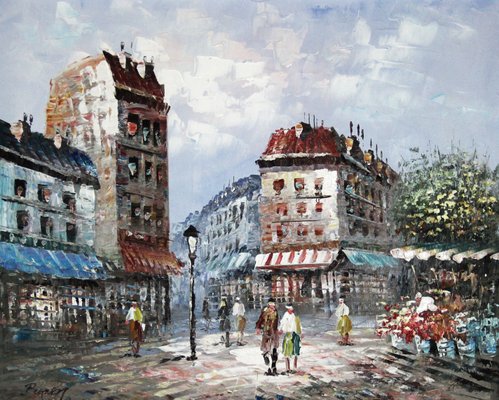 Caroline Burnett, Parisian Street Scene, 1930s, Oil on Canvas-ZYI-1350555