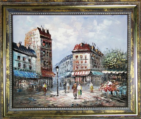 Caroline Burnett, Parisian Street Scene, 1930s, Oil on Canvas-ZYI-1350555