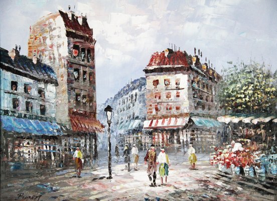 Caroline Burnett, Parisian Street Scene, 1930s, Oil on Canvas-ZYI-1350555