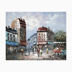 Caroline Burnett, Parisian Street Scene, 1930s, Oil on Canvas-ZYI-1350555