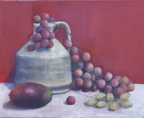 Caroline de Piedoue, Cruche, Raisin & Mangue, 2022, Acrylic on Canvas-CHG-2030659