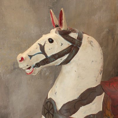 Carousel Horse in Hand Painted Wood, 1950s-WK-1007914