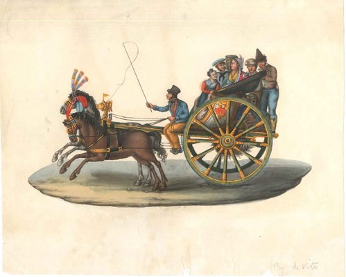 Carretto Siciliano (Sicilian Carriage) - Watercolor by M. De Vito - 1820 ca. 1820 c.a.-ZCI-757849