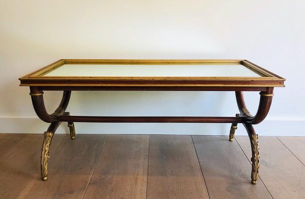 Carved and Gilt Wood Coffee Table from Maison Hirch, 1940s-BA-988189