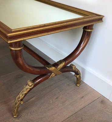 Carved and Gilt Wood Coffee Table from Maison Hirch, 1940s-BA-988189