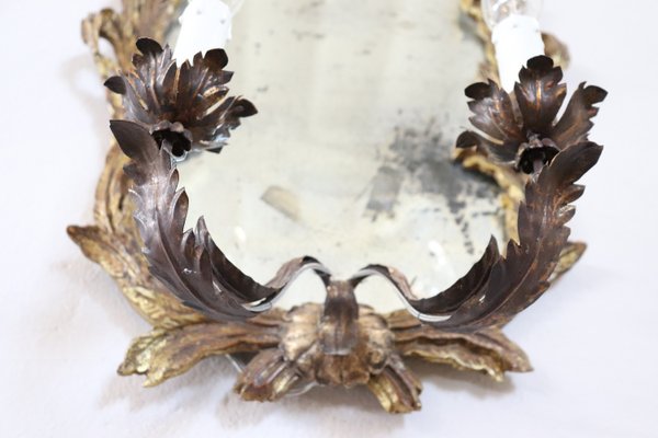 Carved and Gilt Wood Sonces with Mirror, 1920s, Set of 2-DCO-1389720