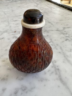 Carved Asian Amber Snuff Bottle-JO-1723022