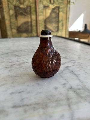 Carved Asian Amber Snuff Bottle-JO-1723022