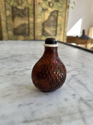 Carved Asian Amber Snuff Bottle-JO-1723022