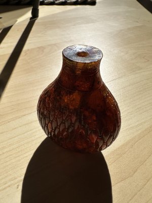 Carved Asian Amber Snuff Bottle-JO-1723022