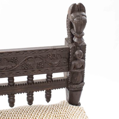 Carved Asian Wooden Bench with Floral Decoration Elements, Myanmar, 1925-SER-2026455