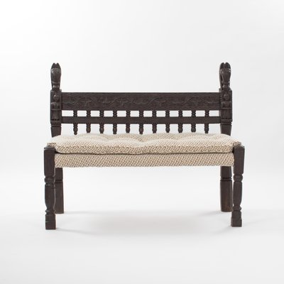 Carved Asian Wooden Bench with Floral Decoration Elements, Myanmar, 1925-SER-2026455