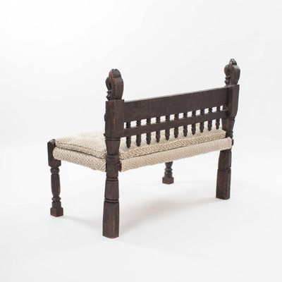 Carved Asian Wooden Bench with Floral Decoration Elements, Myanmar, 1925-SER-2026455