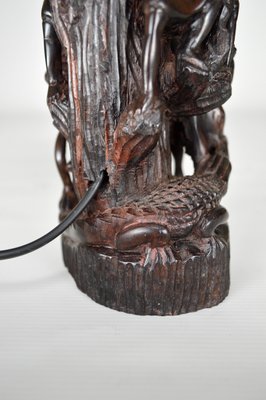 Carved Ebony Table Lamp, 1950s-XNH-564548